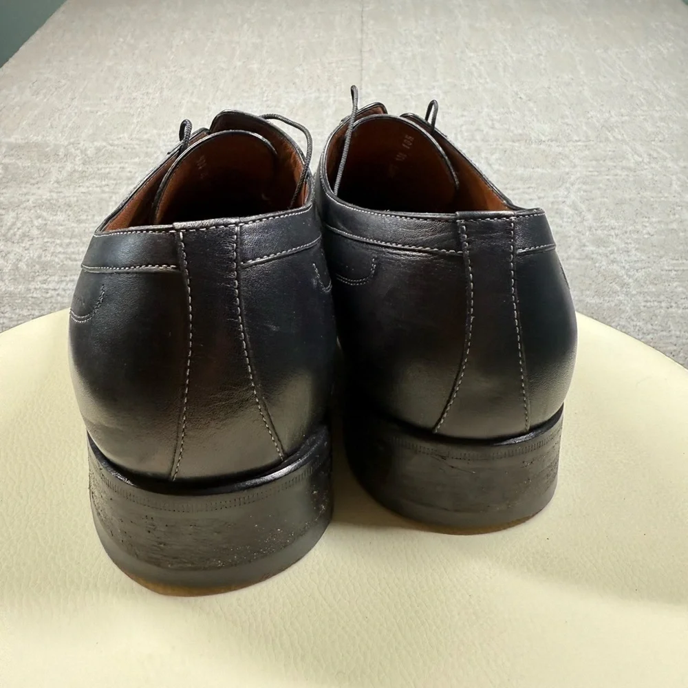 A Testoni Black Leather Wintip Lace Up Dress Shoe Mens Size 10.5